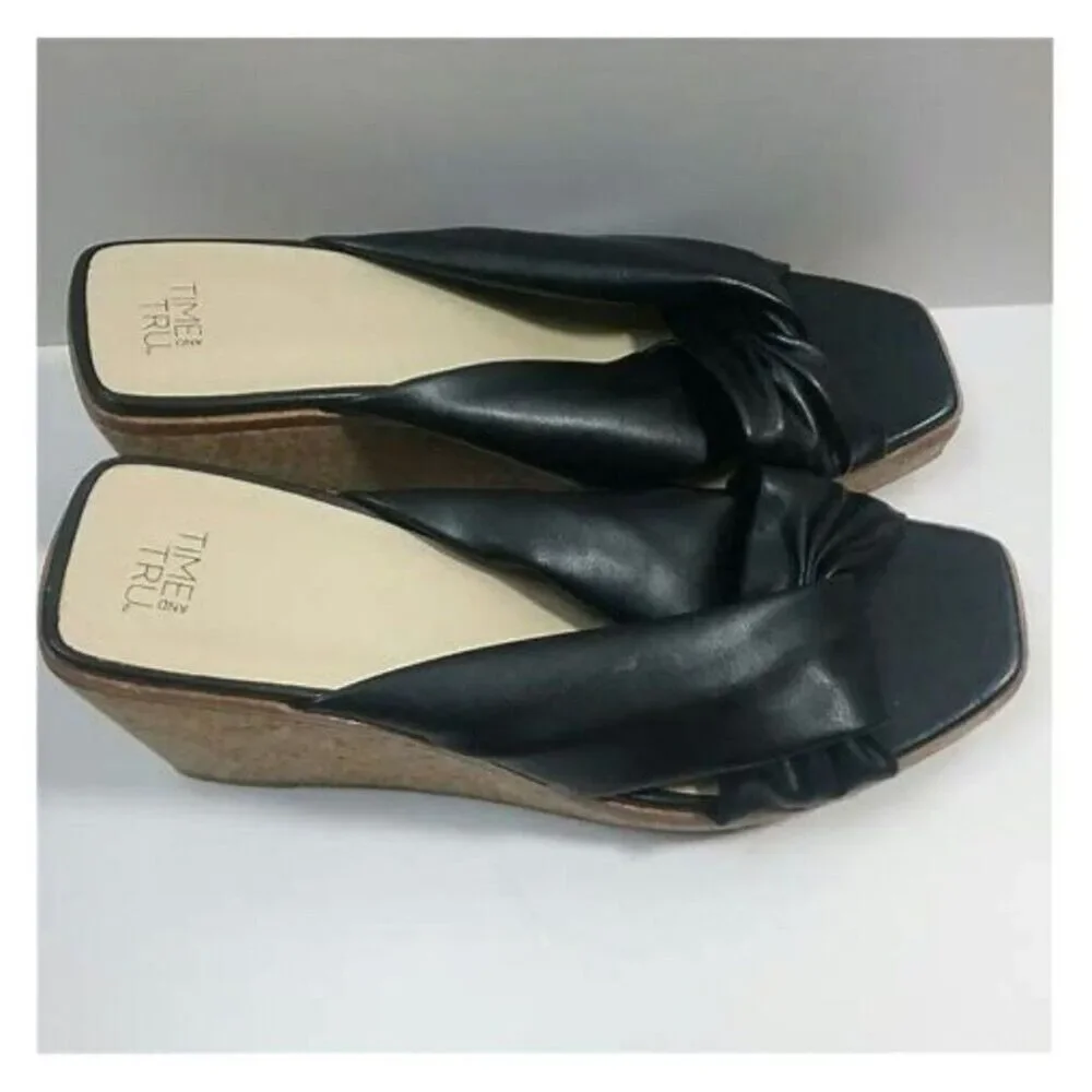 Women's Size: 8 Wedge High Heel Sandals Black . Time and Tru . New w/ Tags